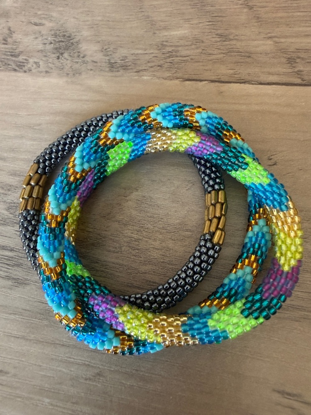 SASHKA Set of 3 Glass Bead Roll-On Bracelets